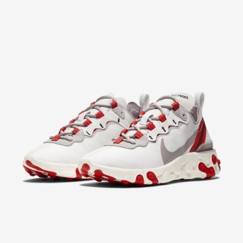 Nike React Element 55 - Női Utcai Cipő - Platina/Piros/Fekete/Titán